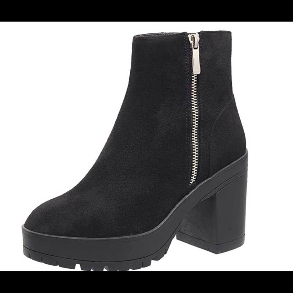 NEW French Connection Jasmine Lug Sole Side Zip Booties